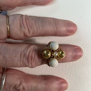 Elegant Gold and White Statement Ring